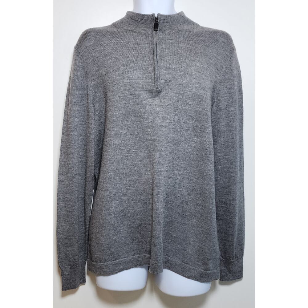 Jos A Bank Traveler Merino‎ Wool Quarter Zip Minimalist Size L